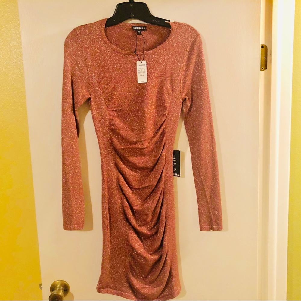 Rose w/ silver sparkle sweater dress (brand new)